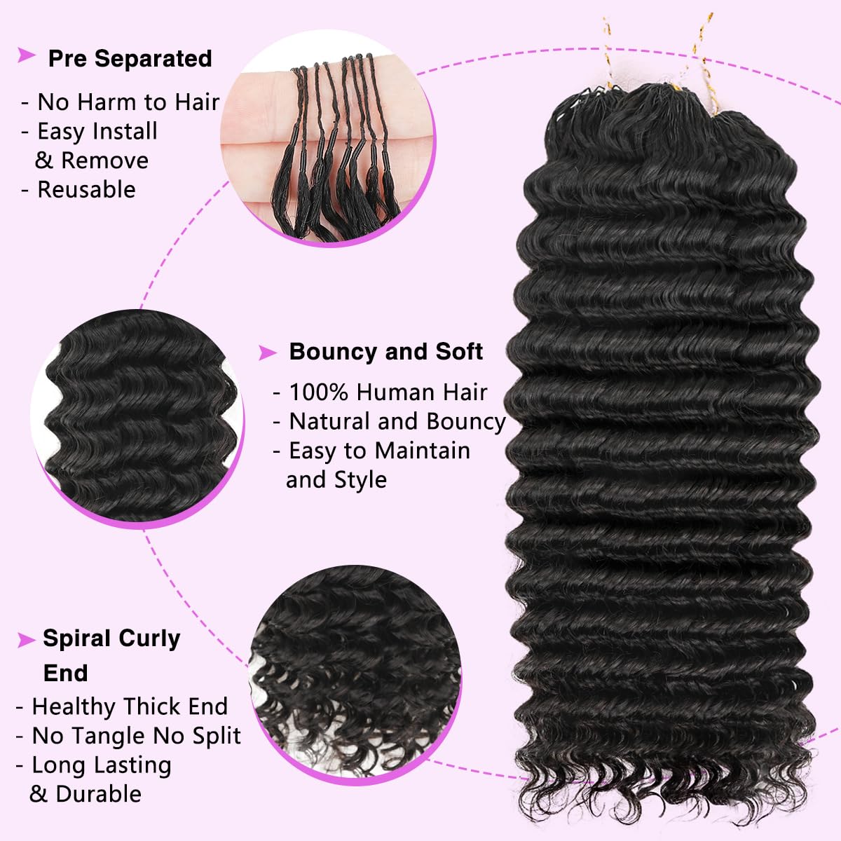 Deep Wave Feather Crochet Human Hair